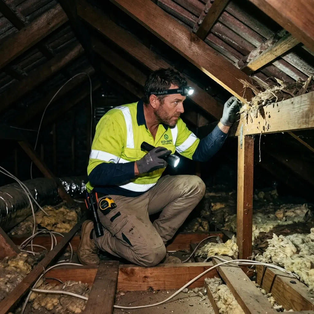 Technician inspecting a Bulla subfloor void for a deceased cat